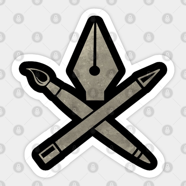 Art tools positioned to create Skull and Crossbones imagery Sticker by Graphic Duster